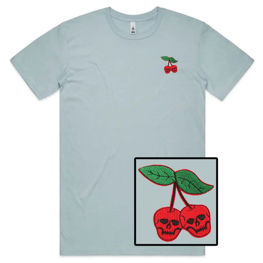 Cherry Skull Embroidered T-Shirt - Tshirtpark.com