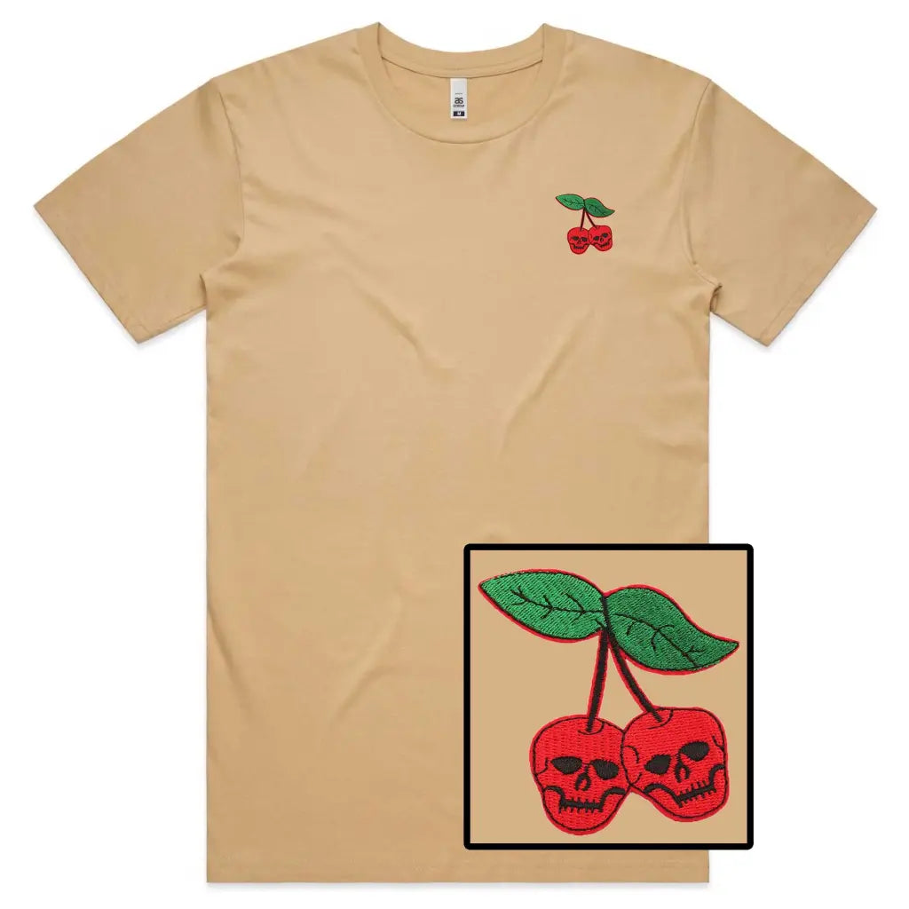 Cherry Skull Embroidered T-Shirt - Tshirtpark.com