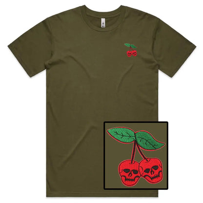 Cherry Skull Embroidered T-Shirt - Tshirtpark.com