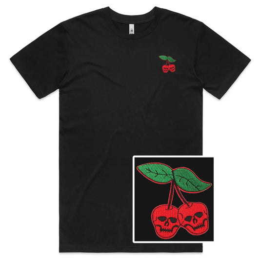 Cherry Skull Embroidered T-Shirt - Tshirtpark.com