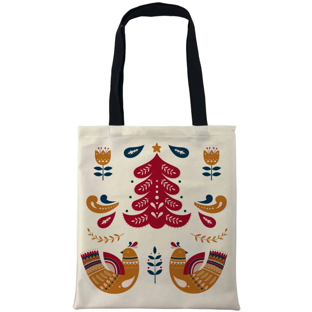 Christmas Bird With Flowers Bags - Tshirtpark.com