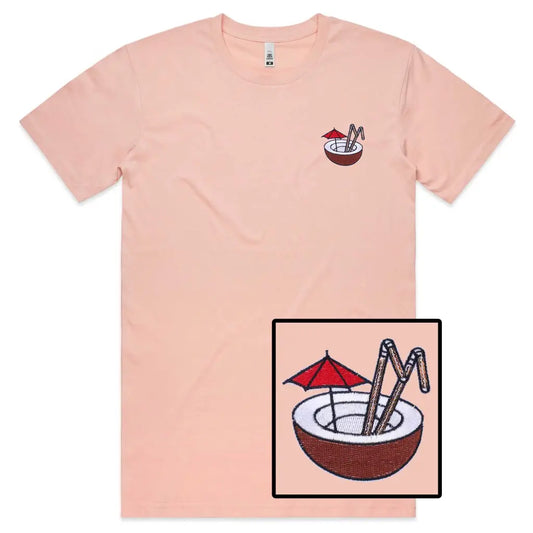 Coconut Cocktail Embroidered T-Shirt - Tshirtpark.com