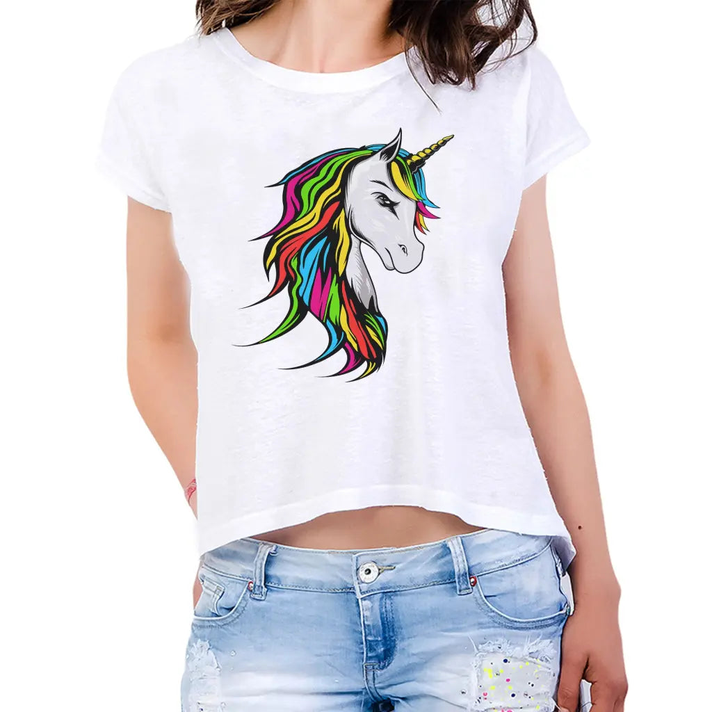 Colourful Unicorn Womens Crop Tee - Tshirtpark.com