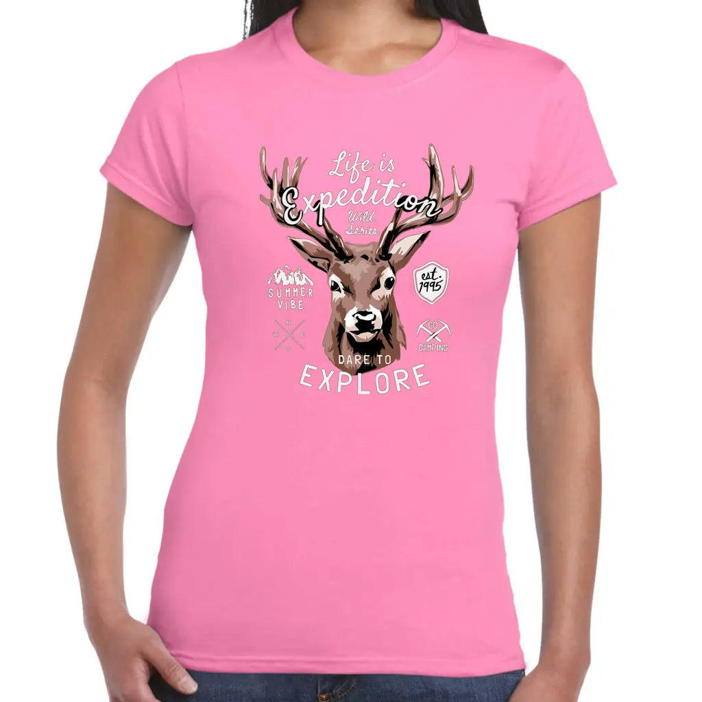 Dare To Explore Deer Ladies T-shirt - Tshirtpark.com