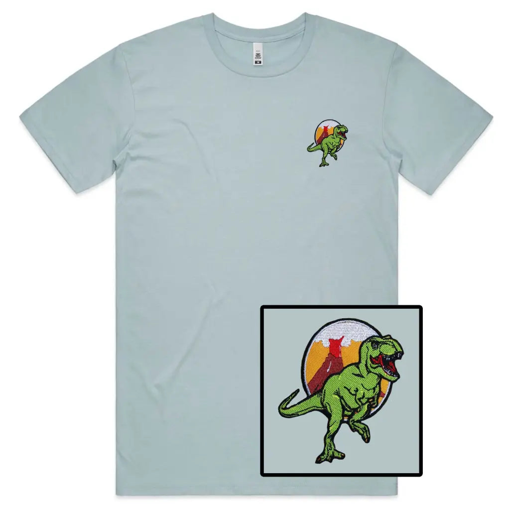 Dinosaur Volcano Embroidered T-Shirt - Tshirtpark.com