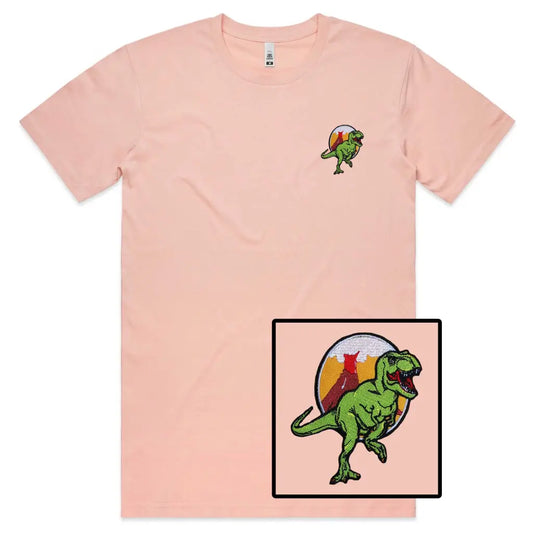 Dinosaur Volcano Embroidered T-Shirt - Tshirtpark.com