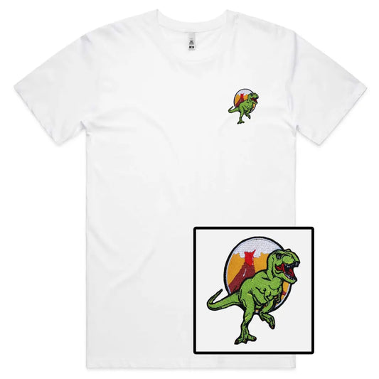 Dinosaur Volcano Embroidered T-Shirt - Tshirtpark.com