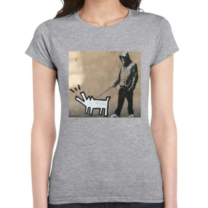 Dog On A Leash Ladies Banksy T-Shirt - Tshirtpark.com