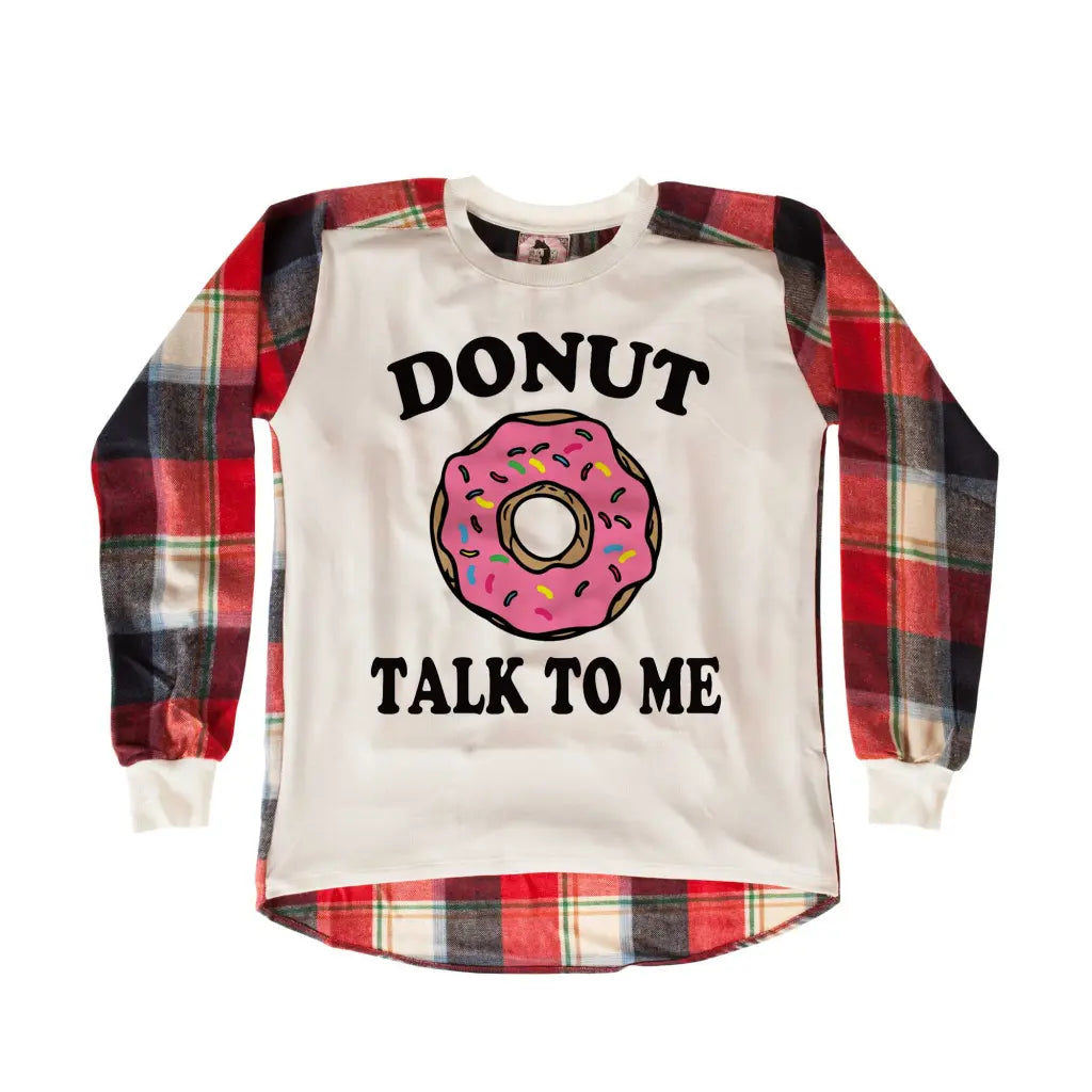 Donut Talk To Me Chequered SweatShirt - Tshirtpark.com