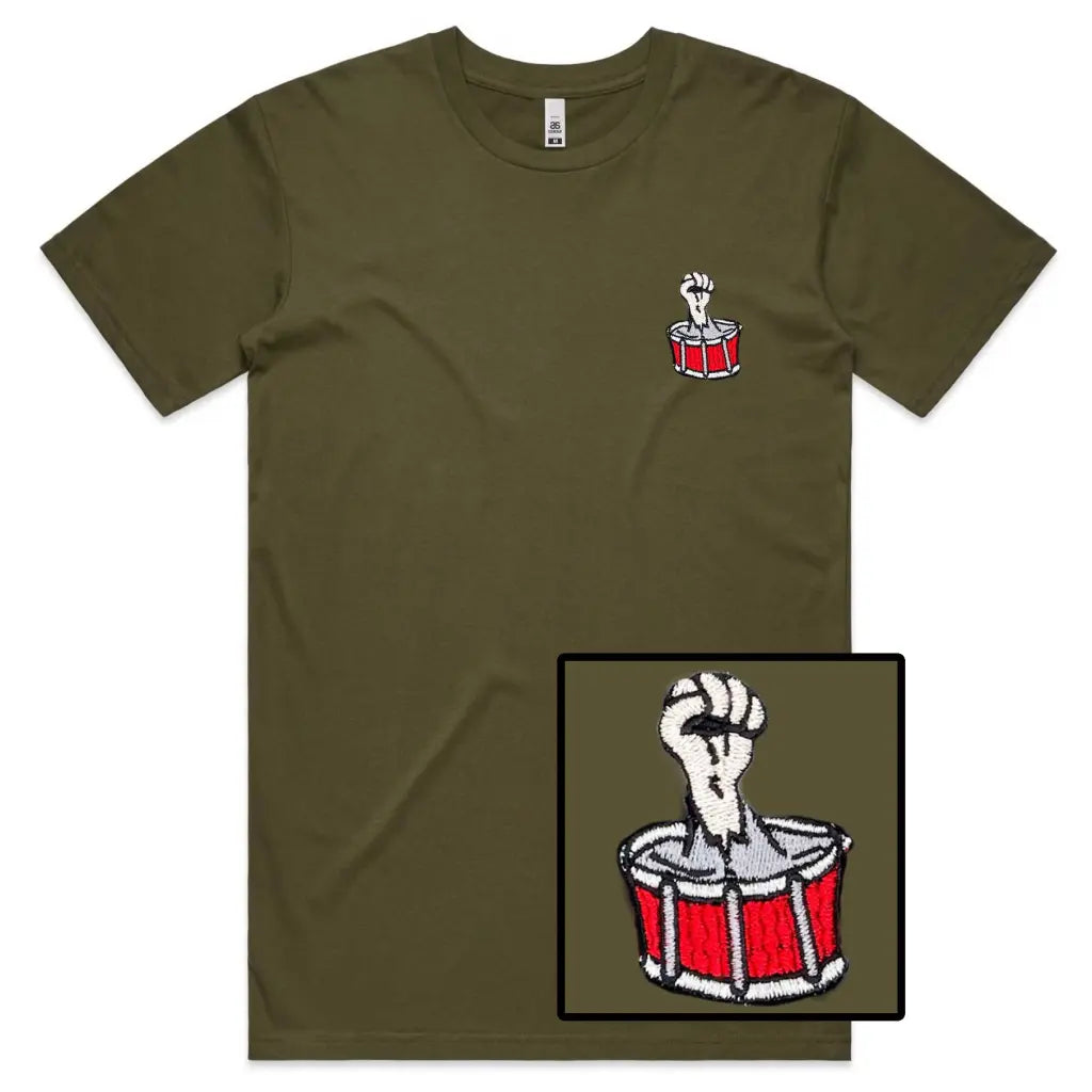 Drum Fist Embroidered T-Shirt - Tshirtpark.com