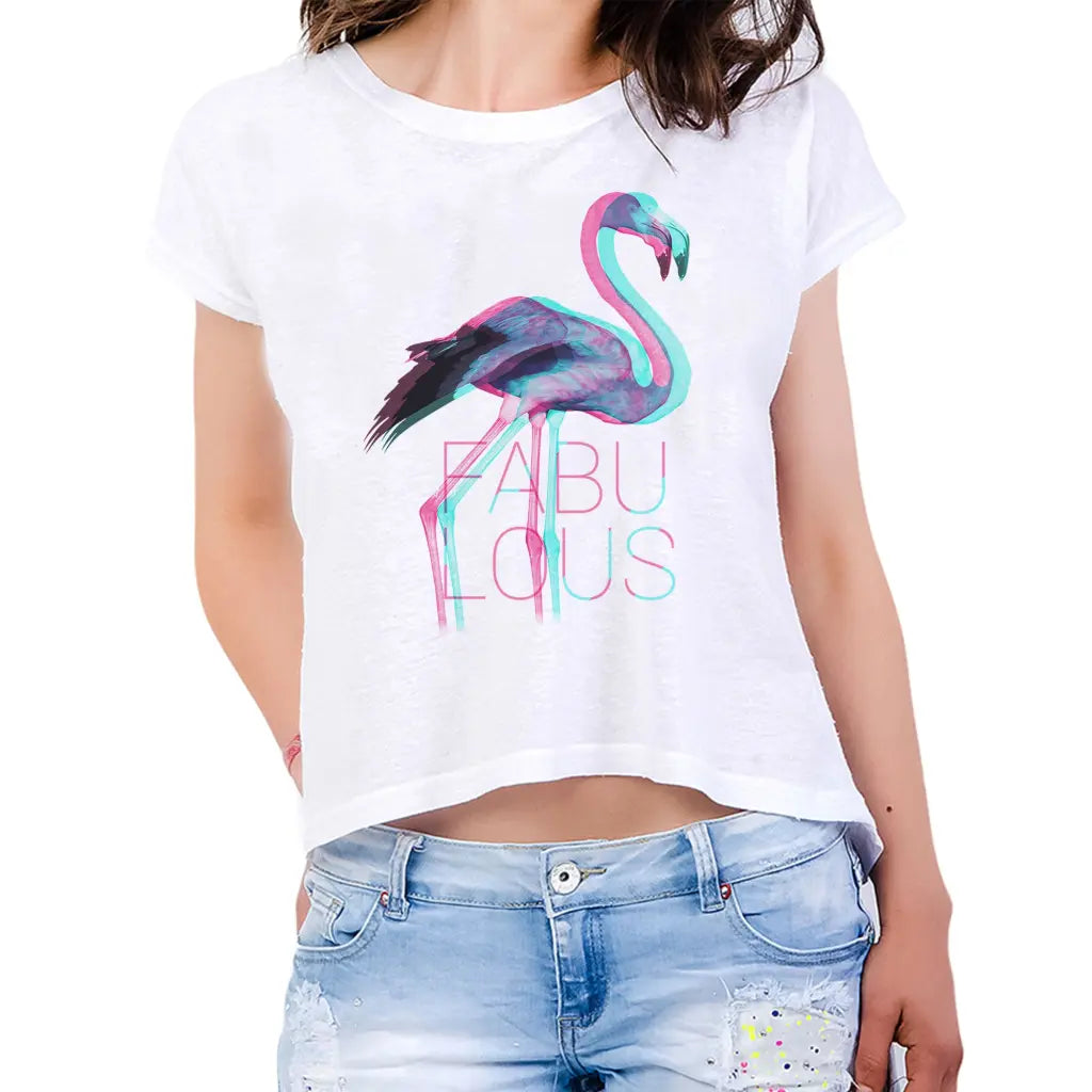 Fabulous Flamingo Womens Crop Tee - Tshirtpark.com