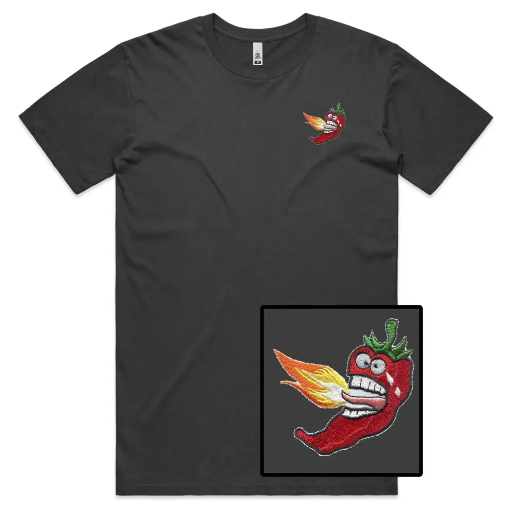 Fire Chilli Face Embroidered T-Shirt - Tshirtpark.com