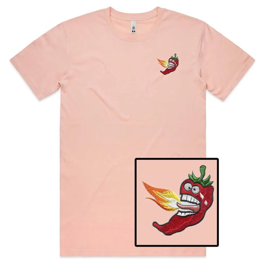 Fire Chilli Face Embroidered T-Shirt - Tshirtpark.com