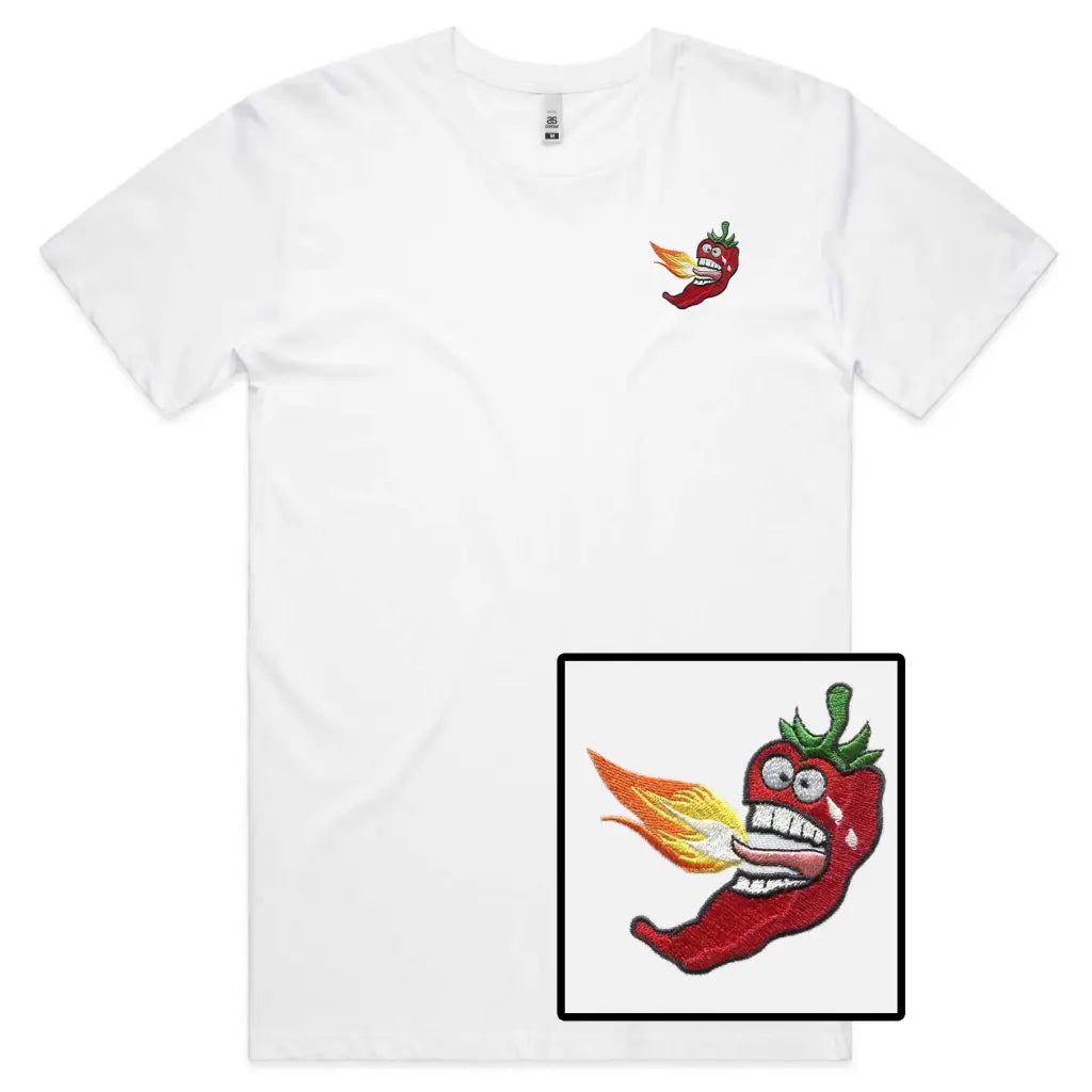 Fire Chilli Face Embroidered T-Shirt - Tshirtpark.com