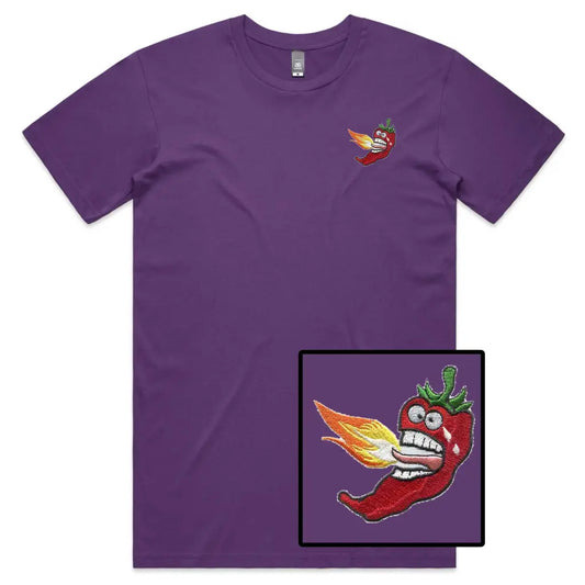 Fire Chilli Face Embroidered T-Shirt - Tshirtpark.com