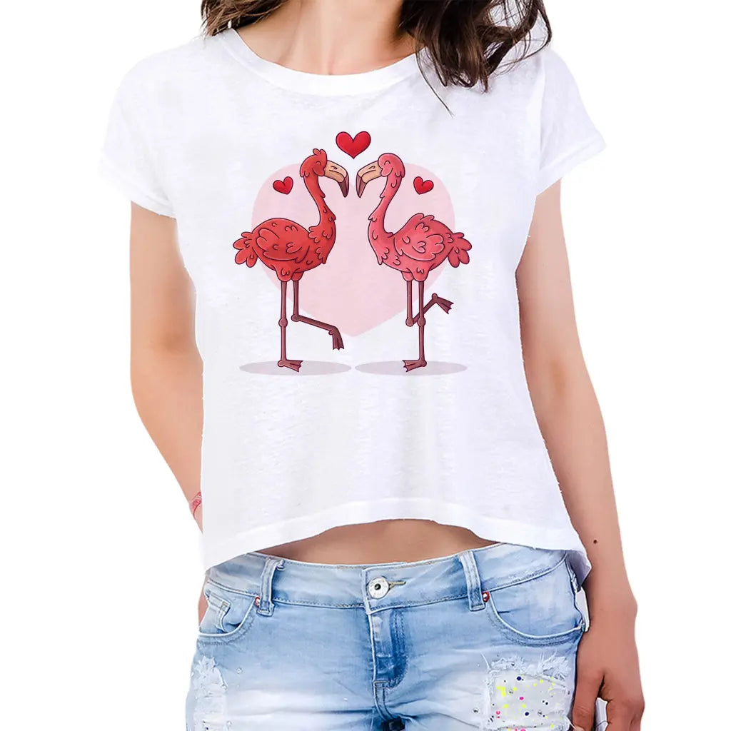 Flamingo Heart Womens Crop Tee - Tshirtpark.com