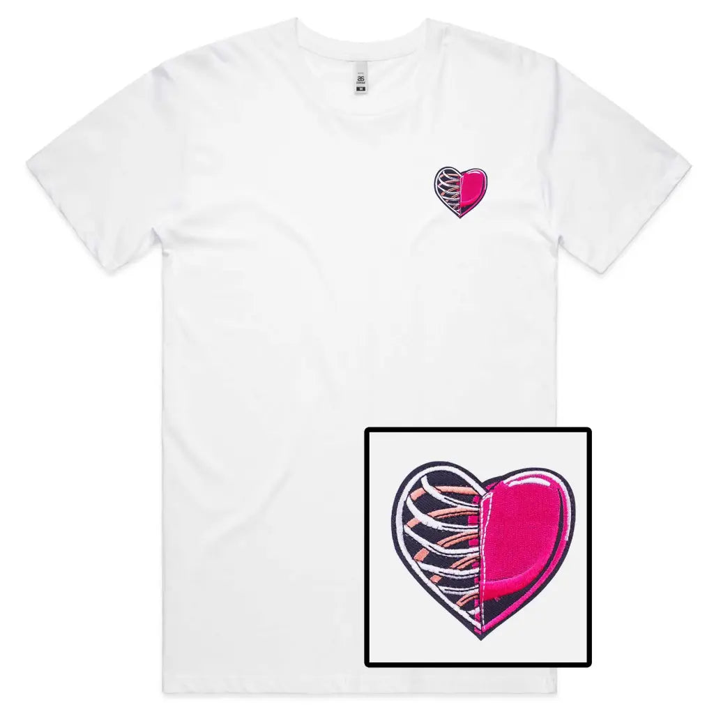 Half Skeleton Heart Embroidered T-Shirt - Tshirtpark.com