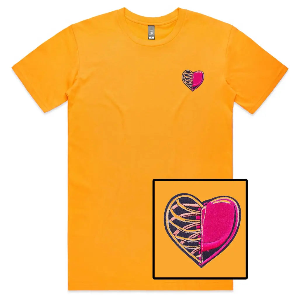 Half Skeleton Heart Embroidered T-Shirt - Tshirtpark.com