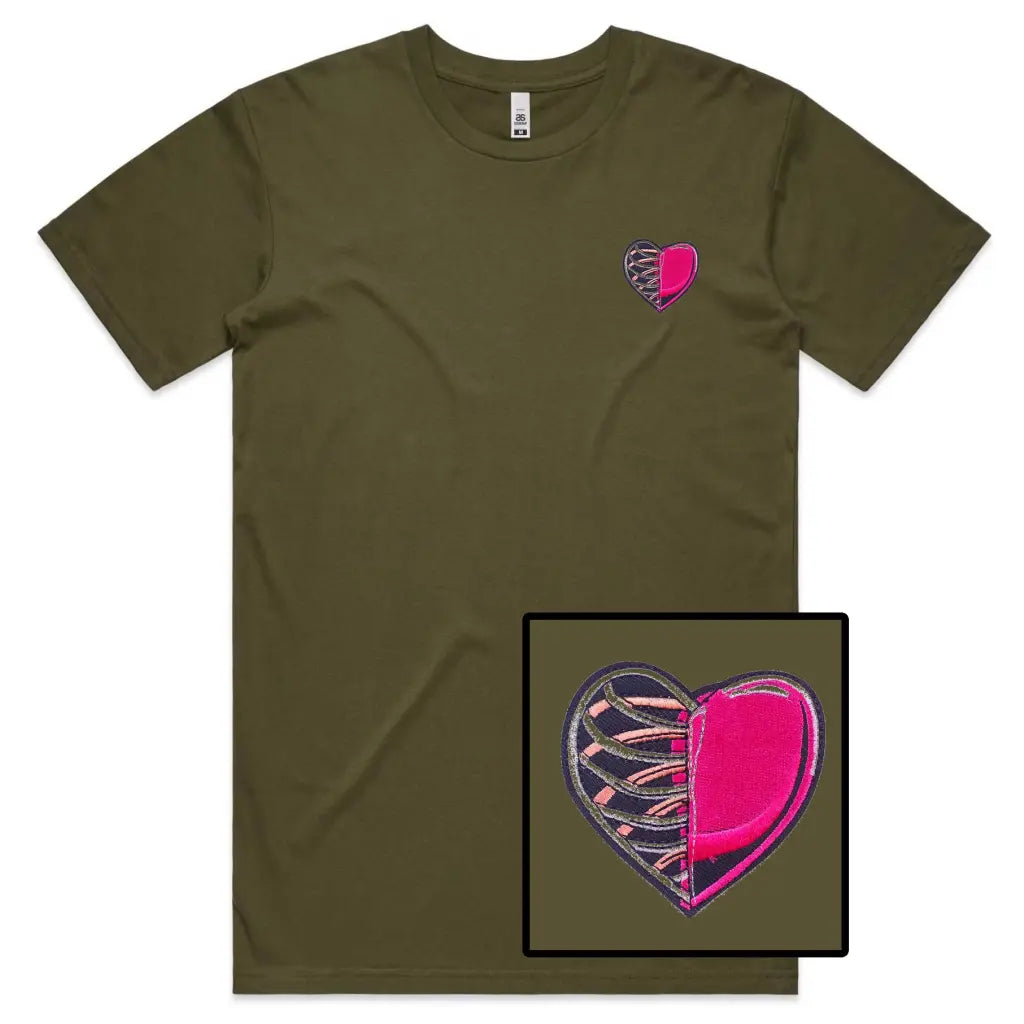 Half Skeleton Heart Embroidered T-Shirt - Tshirtpark.com