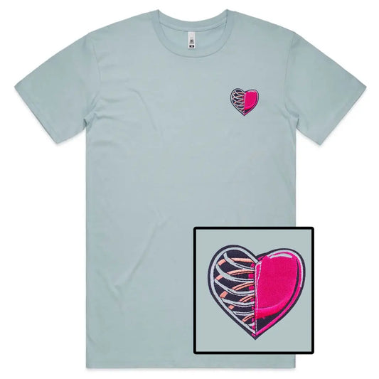 Half Skeleton Heart Embroidered T-Shirt - Tshirtpark.com