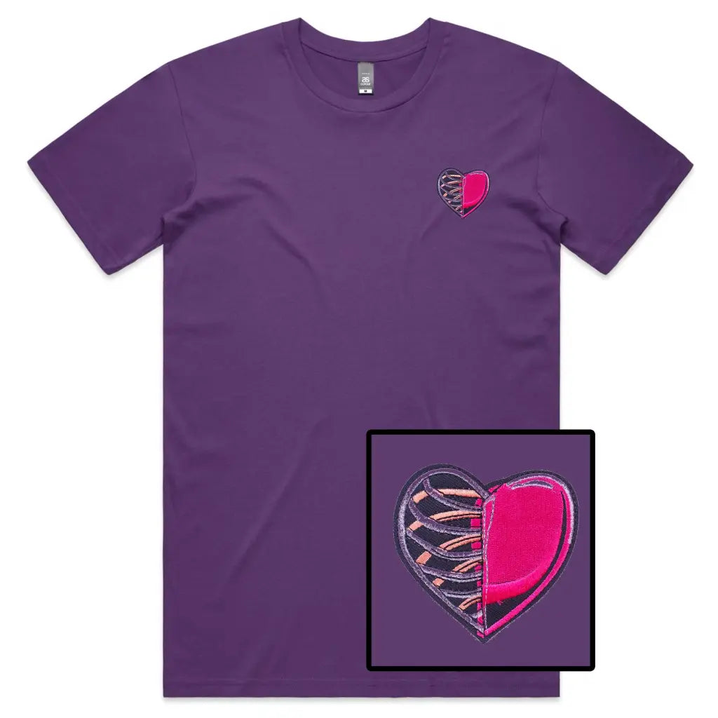 Half Skeleton Heart Embroidered T-Shirt - Tshirtpark.com