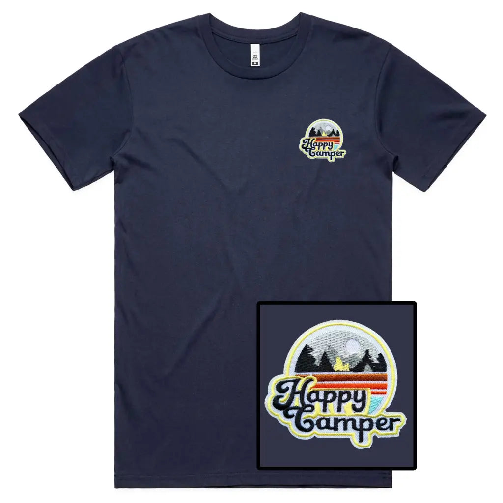 Happy Camper Embroidered T-Shirt - Tshirtpark.com