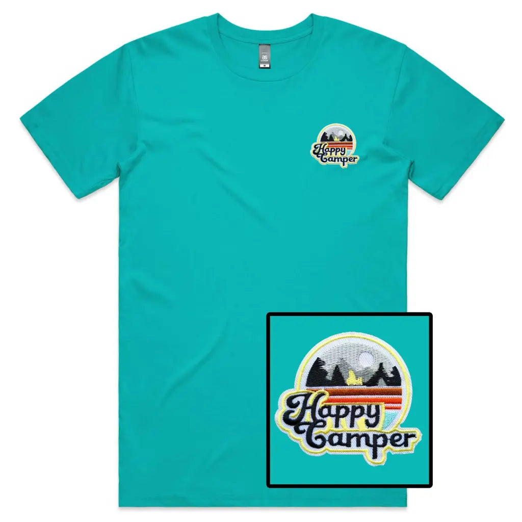 Happy Camper Embroidered T-Shirt - Tshirtpark.com