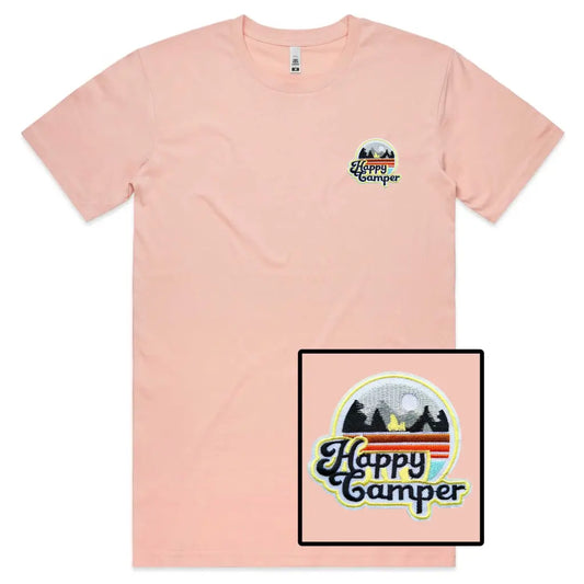 Happy Camper Embroidered T-Shirt - Tshirtpark.com