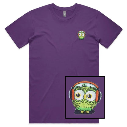 Headphone Owl Embroidered T-Shirt - Tshirtpark.com