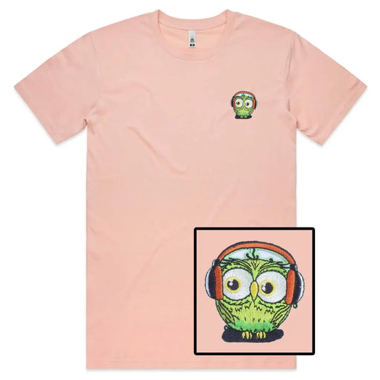 Headphone Owl Embroidered T-Shirt - Tshirtpark.com