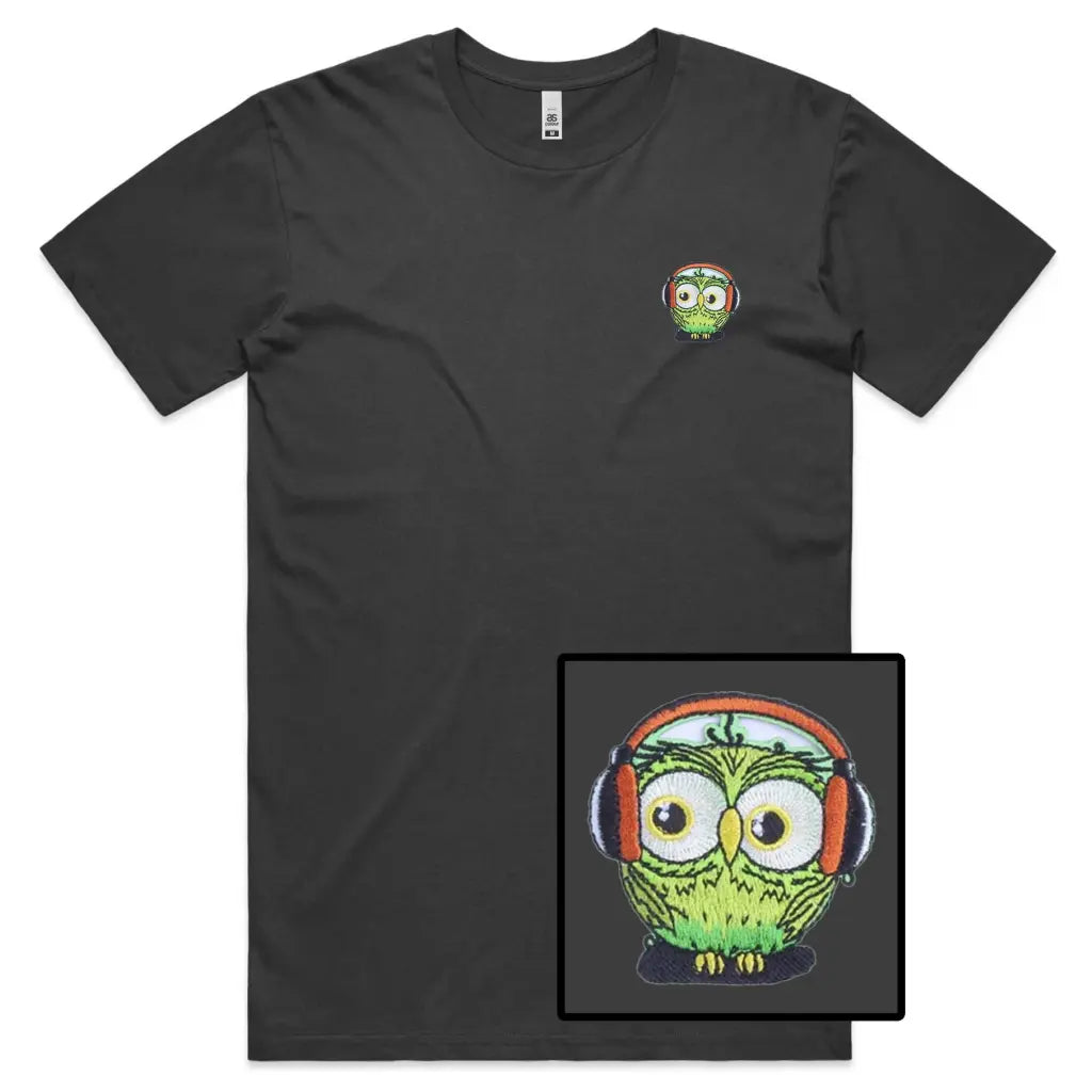 Headphone Owl Embroidered T-Shirt - Tshirtpark.com