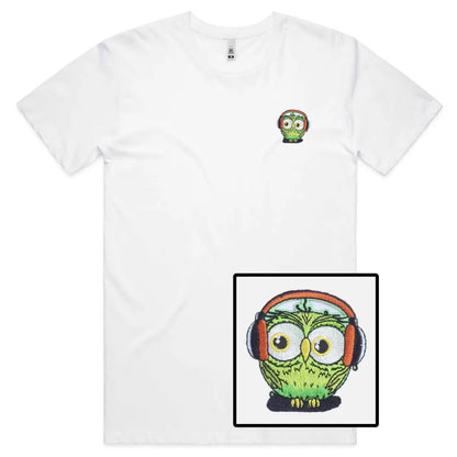 Headphone Owl Embroidered T-Shirt - Tshirtpark.com