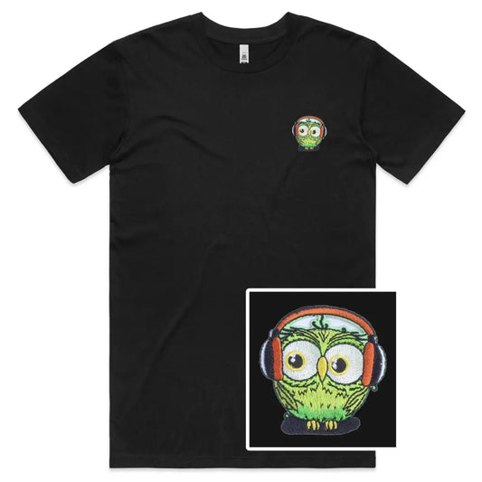 Headphone Owl Embroidered T-Shirt - Tshirtpark.com