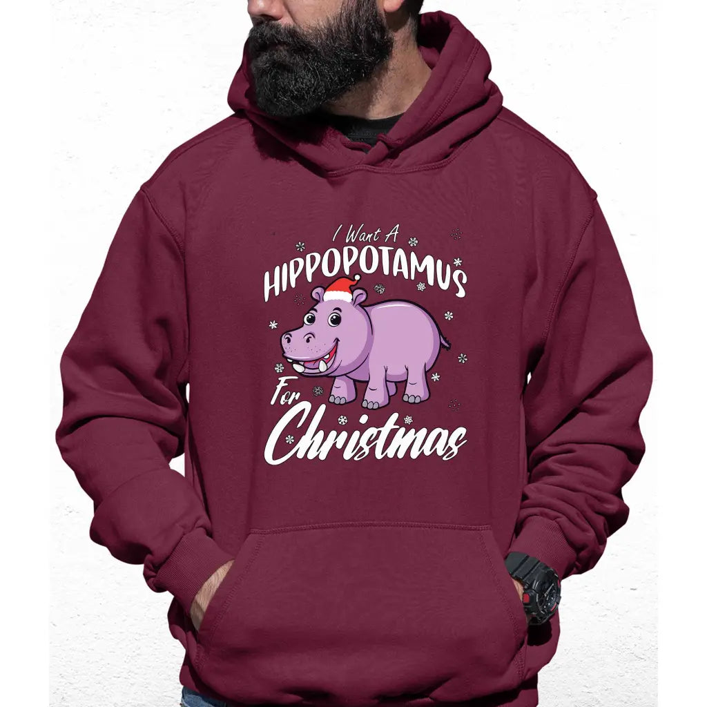 Hippo For Christmas Colour Hoodie - Tshirtpark.com