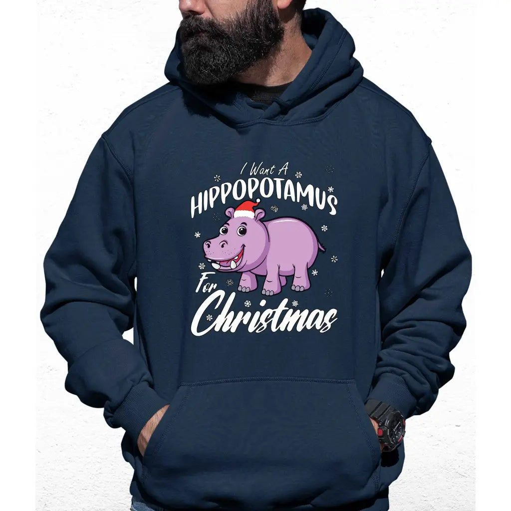 Hippo For Christmas Colour Hoodie - Tshirtpark.com