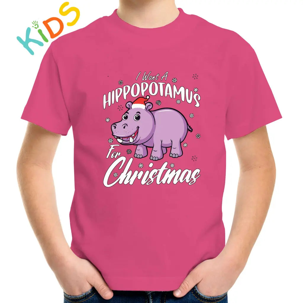 Hippo For Christmas Kids T-shirt - Tshirtpark.com