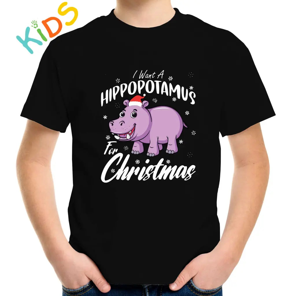 Hippo For Christmas Kids T-shirt - Tshirtpark.com