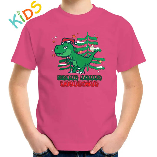 Holly Jolly Christmas Dino Kids T-shirt - Tshirtpark.com