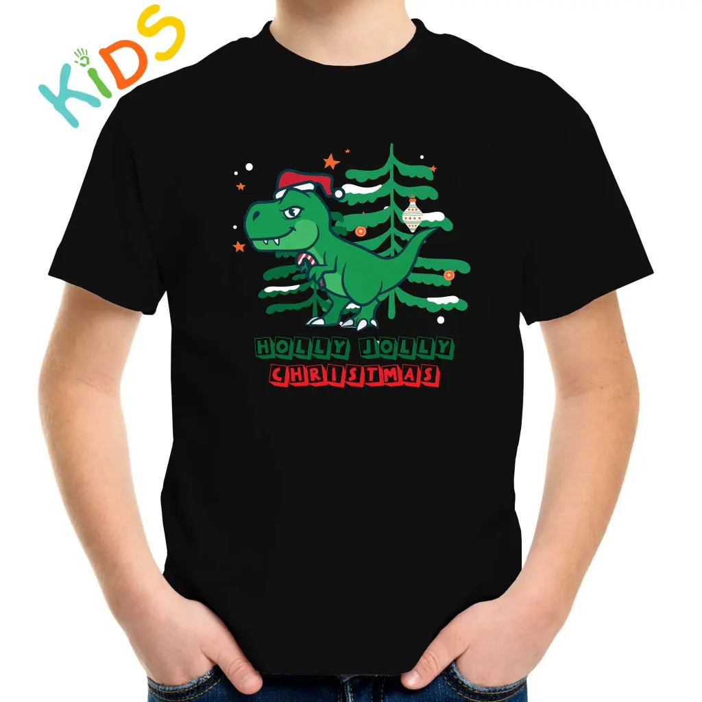 Holly Jolly Christmas Dino Kids T-shirt - Tshirtpark.com