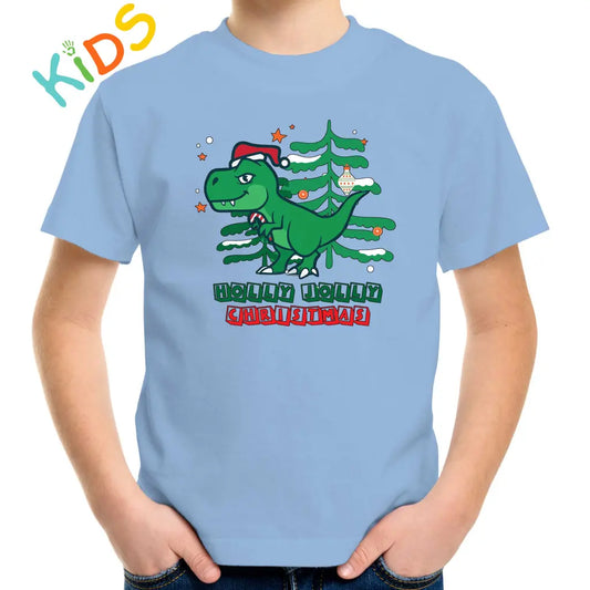 Holly Jolly Christmas Dino Kids T-shirt - Tshirtpark.com