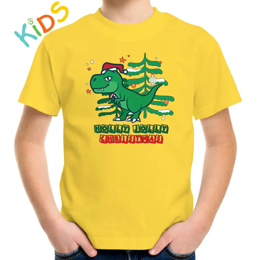 Holly Jolly Christmas Dino Kids T-shirt - Tshirtpark.com