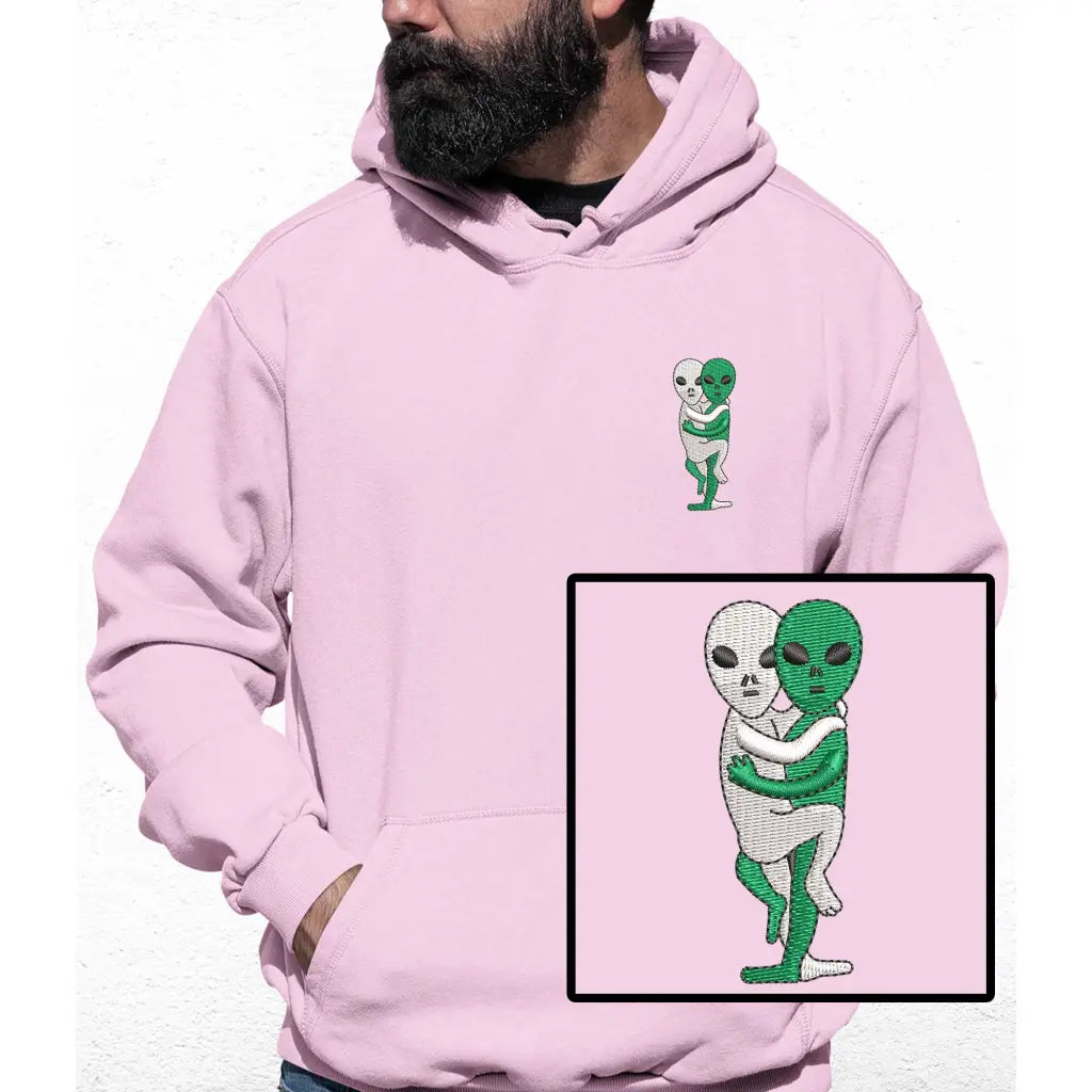 Hugging Aliens Embroidered Colour Hoodie - Tshirtpark.com