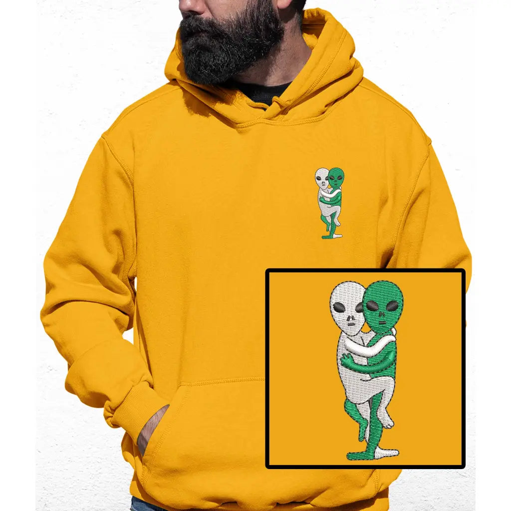 Hugging Aliens Embroidered Colour Hoodie - Tshirtpark.com