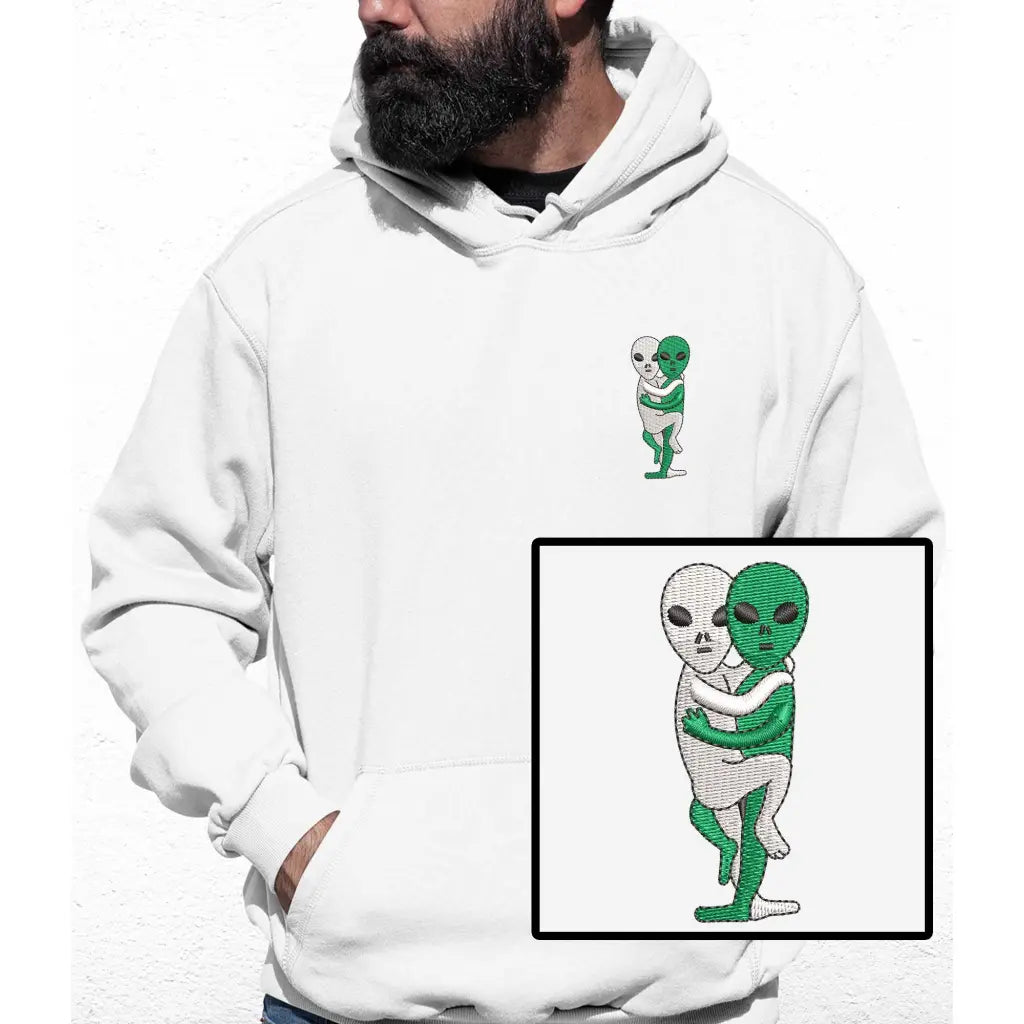 Hugging Aliens Embroidered Colour Hoodie - Tshirtpark.com