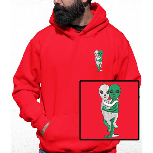 Hugging Aliens Embroidered Colour Hoodie - Tshirtpark.com