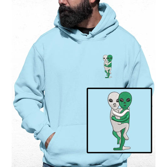 Hugging Aliens Embroidered Colour Hoodie - Tshirtpark.com