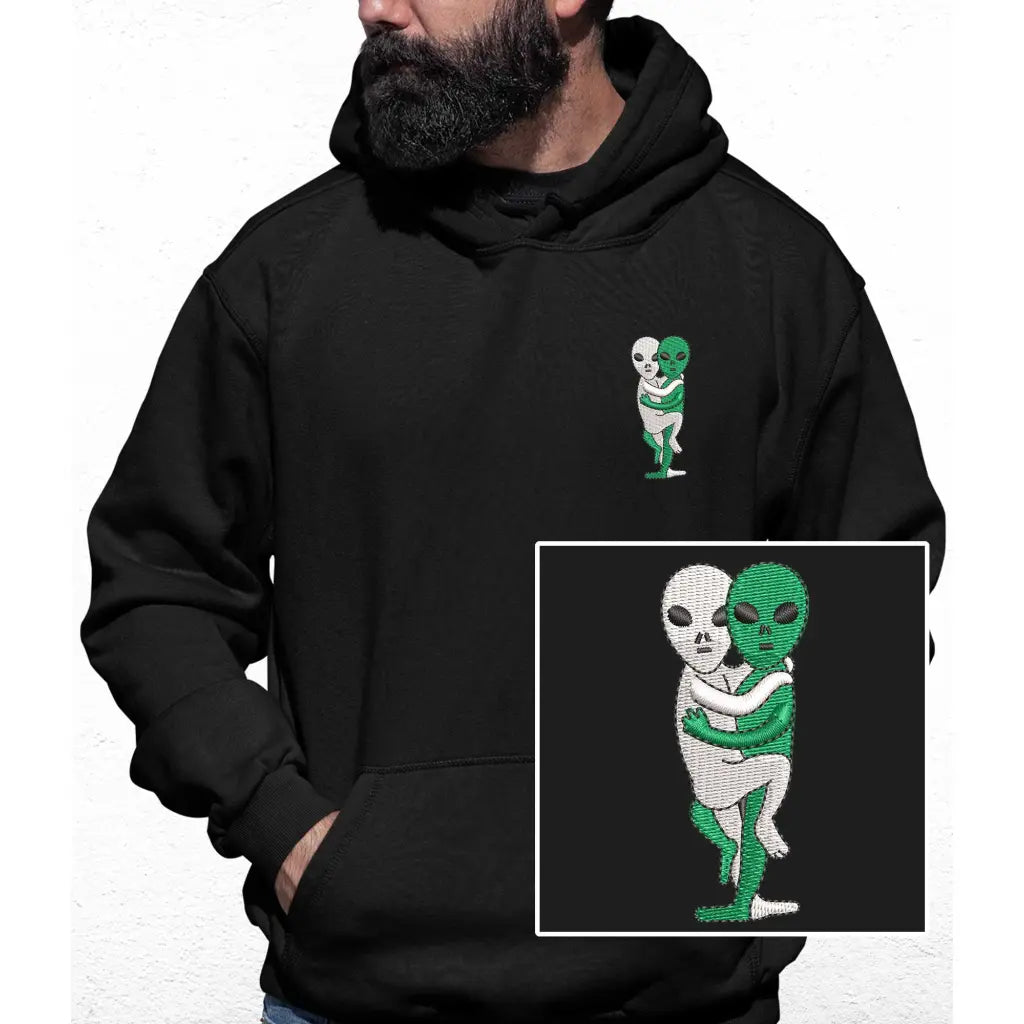 Hugging Aliens Embroidered Colour Hoodie - Tshirtpark.com