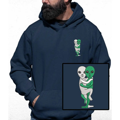 Hugging Aliens Embroidered Colour Hoodie - Tshirtpark.com