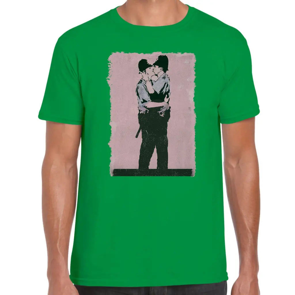 Kissing Police Banksy T-Shirt - Tshirtpark.com