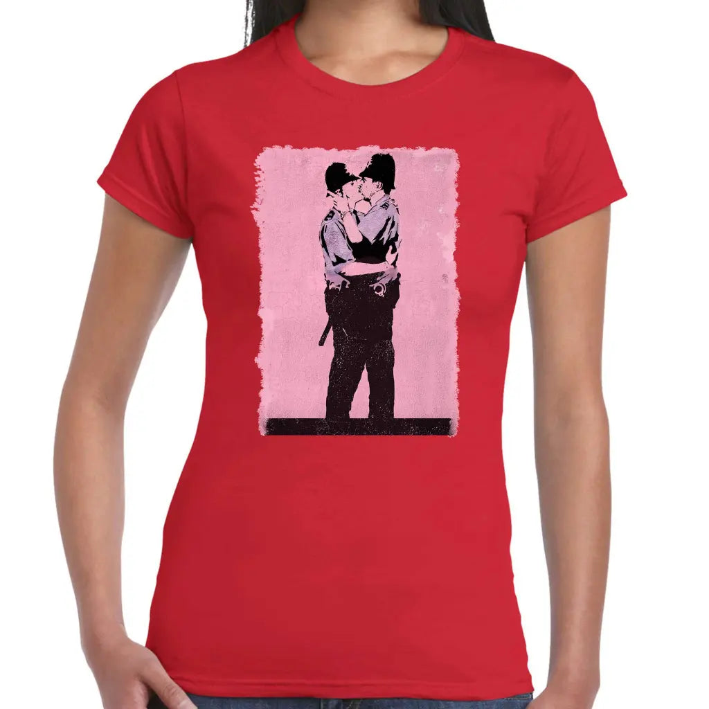 Kissing Police Ladies Banksy T-Shirt - Tshirtpark.com